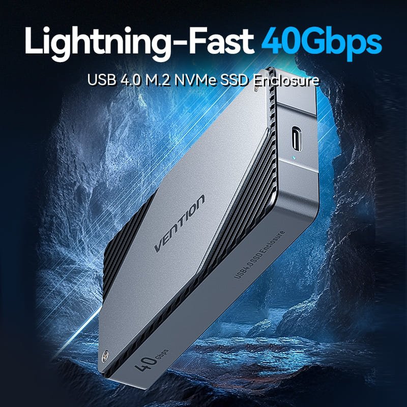 Зовнішня кишеня для SSD (корпус для накопичувача) Vention USB Type-C 4.0, сіра Зовнішня кишеня для SSD (корпус для накопичувача) Vention USB Type-C 4.0, сіра