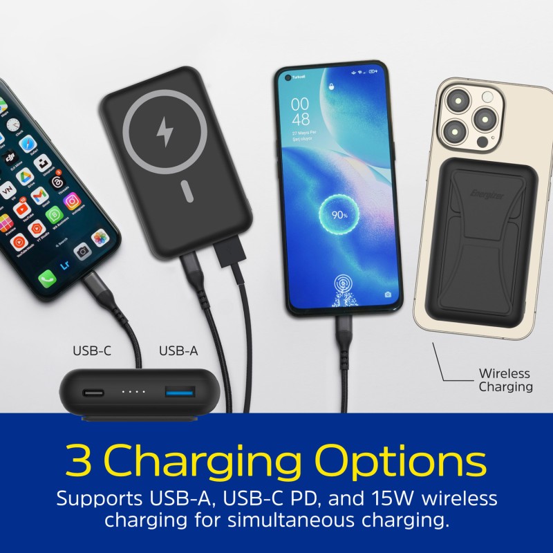 Павербанк (зовнішній акумулятор) Energizer Magnetic Wireless 10000mAh 22.5W PD Black