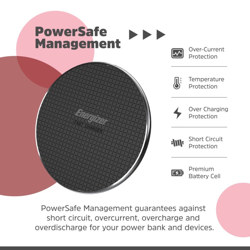 Бездротовий зарядний пристрій (бездротова зарядка) Energizer WCP107 15 Вт чорний