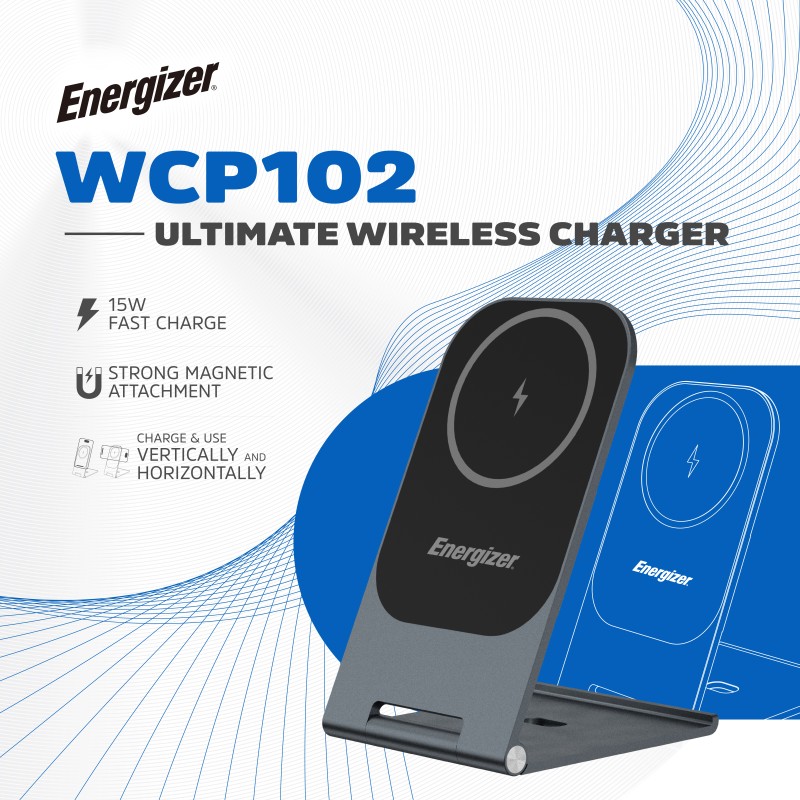 Бездротовий зарядний пристрій (зарядка) Energizer WCP102 15 Вт, чорний