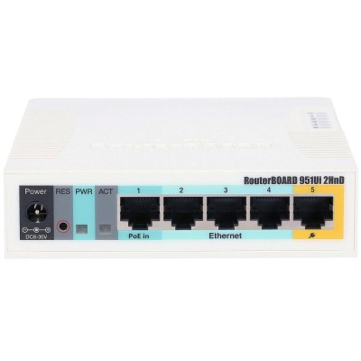 Wi-Fi маршрутизатор (роутер) Mikrotik RB951Ui-2HnD N300, 5 портів 10/100