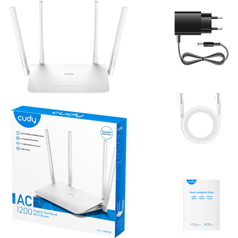 Маршрутизатор (Wi‑Fi роутер) Cudy WR1300 AC1200 Gigabit Mesh Маршрутизатор (Wi‑Fi роутер) Cudy WR1300 AC1200 Gigabit Mesh