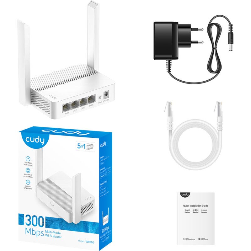 Маршрутизатор (роутер) Cudy WR300 Wi‑Fi 300 Мбіт/с, 2,4 ГГц