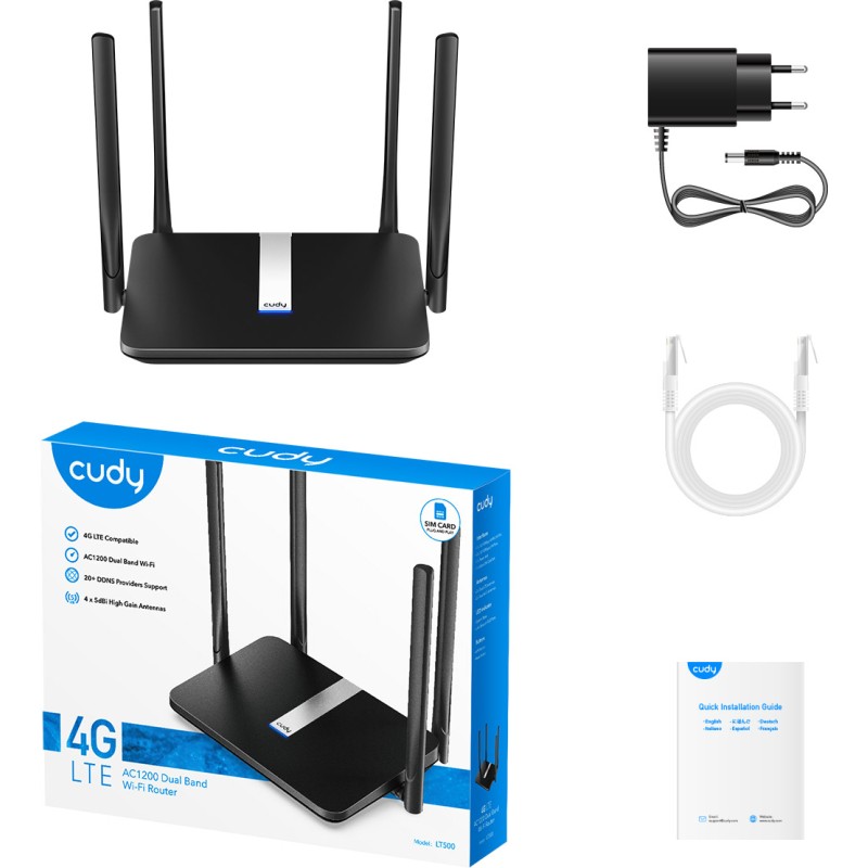 4G LTE маршрутизатор (Wi-Fi роутер) Cudy LT500 AC1200 Mesh, 4 антенны