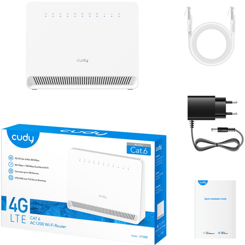 4G LTE маршрутизатор (роутер) Cudy LT700E AC1200 Gigabit 4G LTE маршрутизатор (роутер) Cudy LT700E AC1200 Gigabit
