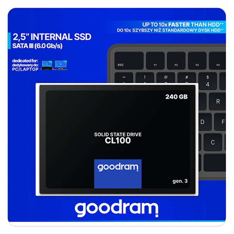 SSD-накопичувач (твердотільний диск) GoodRAM CL100 240 ГБ SATA III 2.5" SSD-накопичувач (твердотільний диск) GoodRAM CL100 240 ГБ SATA III 2.5"
