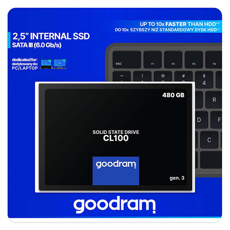 SSD-накопитель (твердотельный диск) GoodRAM CL100 480 ГБ 2.5" SATA III SSD-накопитель (твердотельный диск) GoodRAM CL100 480 ГБ 2.5" SATA III