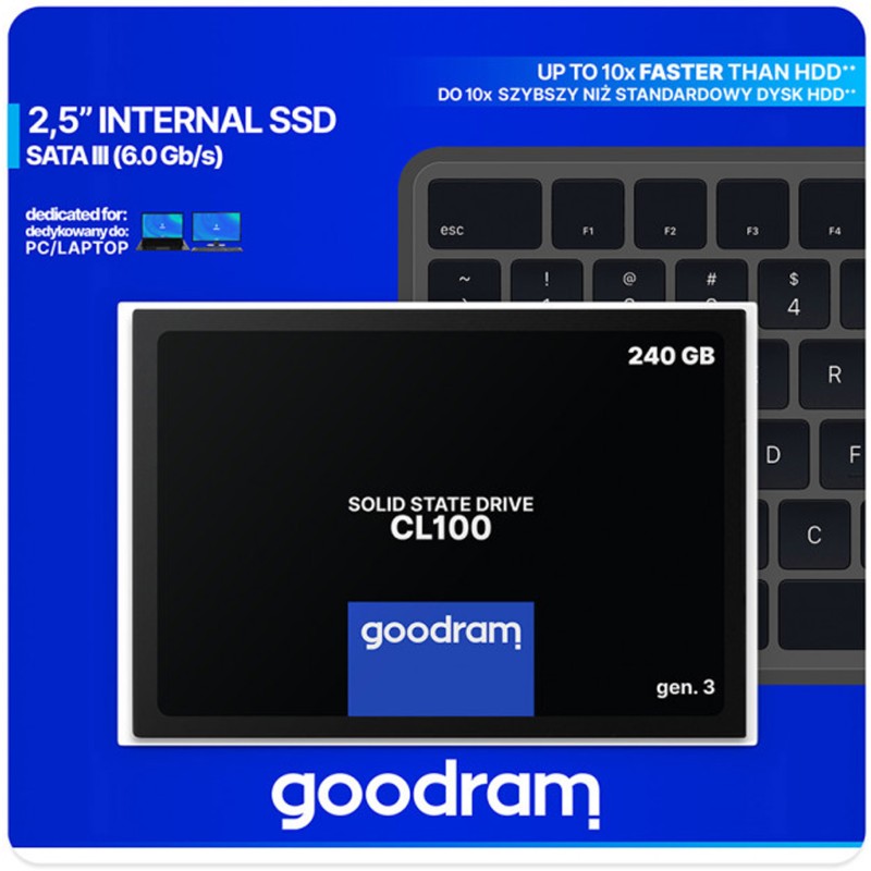 Внутренний SSD-накопитель (твердотельный диск) GoodRam CL100 240 ГБ SATA III