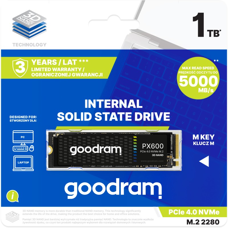 SSD-накопитель (твердотельный накопитель) GoodRAM PX600 1 ТБ, M.2 2280