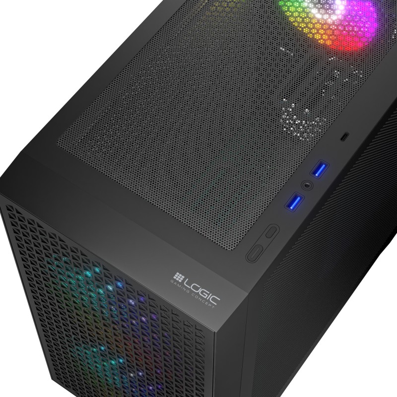 Корпус (системный блок) LogicConcept DART PRO ARGB MINI BLACK MESH 3 вентилятора
