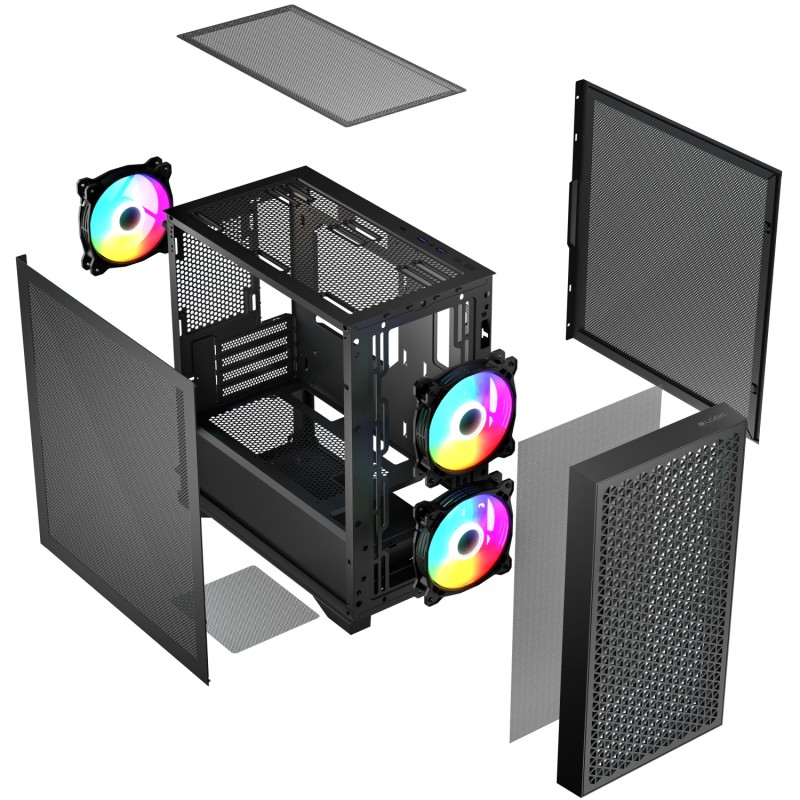 Корпус (системный блок) LogicConcept DART PRO ARGB MINI BLACK MESH 3 вентилятора