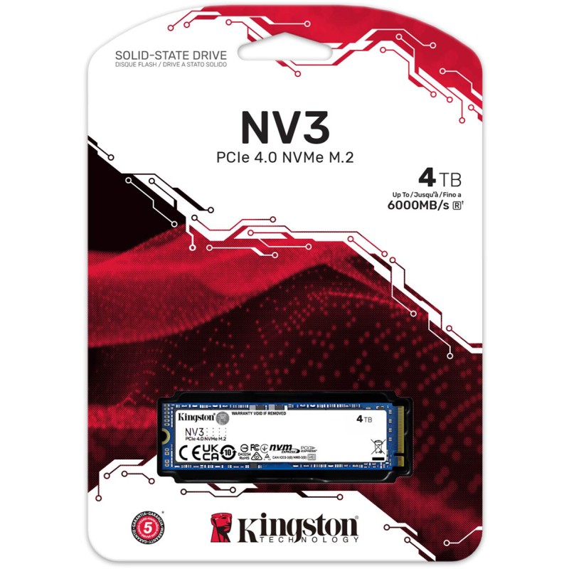 SSD-накопичувач (твердотільний накопичувач) Kingston NV3 4TB M.2 2280 PCIe 4.0 x4 NVMe SSD-накопичувач (твердотільний накопичувач) Kingston NV3 4TB M.2 2280 PCIe 4.0 x4 NVMe