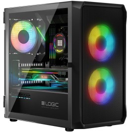 Корпус ПК (компьютерный корпус) LogicConcept PORTOS MESH+GLASS ARGB 3x120 мм чёрный без БП mATX