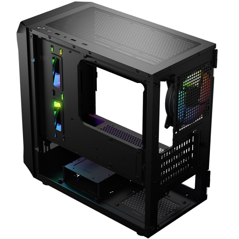 Корпус ПК (компьютерный корпус) LogicConcept PORTOS MESH+GLASS ARGB 3x120 мм чёрный без БП mATX