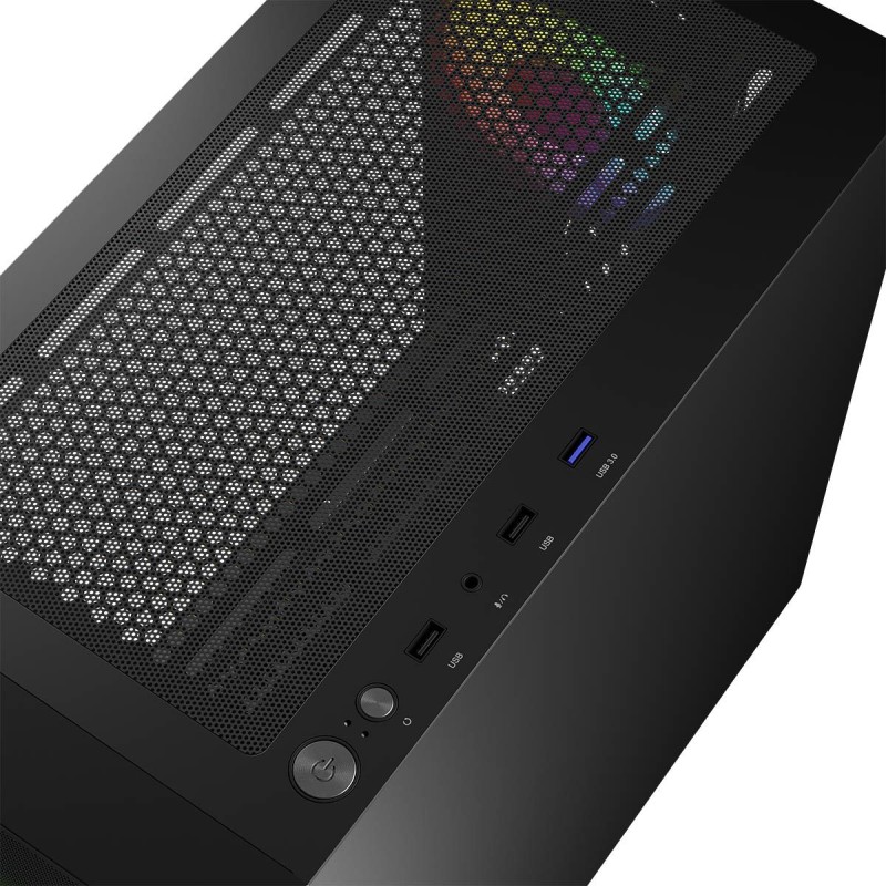Корпус ПК (компьютерный корпус) LogicConcept PORTOS MESH+GLASS ARGB 3x120 мм чёрный без БП mATX