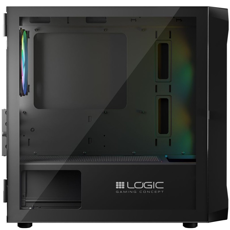 Корпус ПК (компьютерный корпус) LogicConcept PORTOS MESH+GLASS ARGB 3x120 мм чёрный без БП mATX