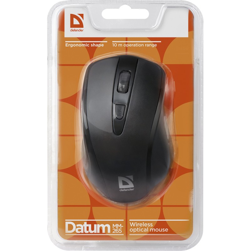 Бездротова мишка (компʼютерна миша) Defender Datum MM-265 1600 dpi, чорна