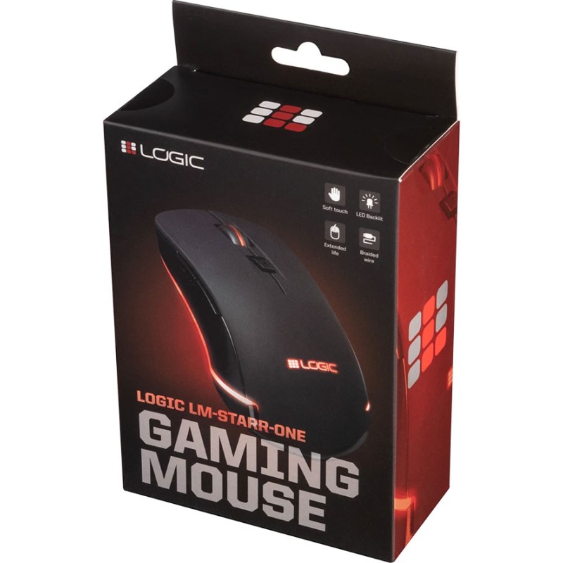 Игровая мышь (геймерская мышь) LogicConcept Starr One 3200 dpi, 6 кнопок, чёрная