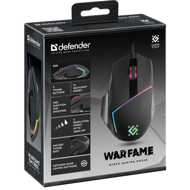 Ігрова миша (ігрова мишка) Defender Warfame GM-880L 12800 dpi, RGB