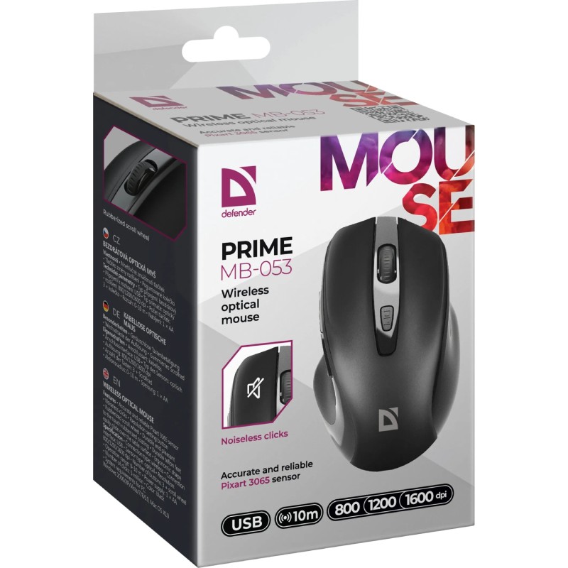 Бездротова миша (комп’ютерна мишка) Defender Prime MB-053 1600 dpi чорна Бездротова миша (комп’ютерна мишка) Defender Prime MB-053 1600 dpi чорна
