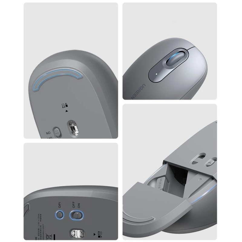 Мышь (беспроводная мышь) UGREEN MU105 2400 dpi, серая