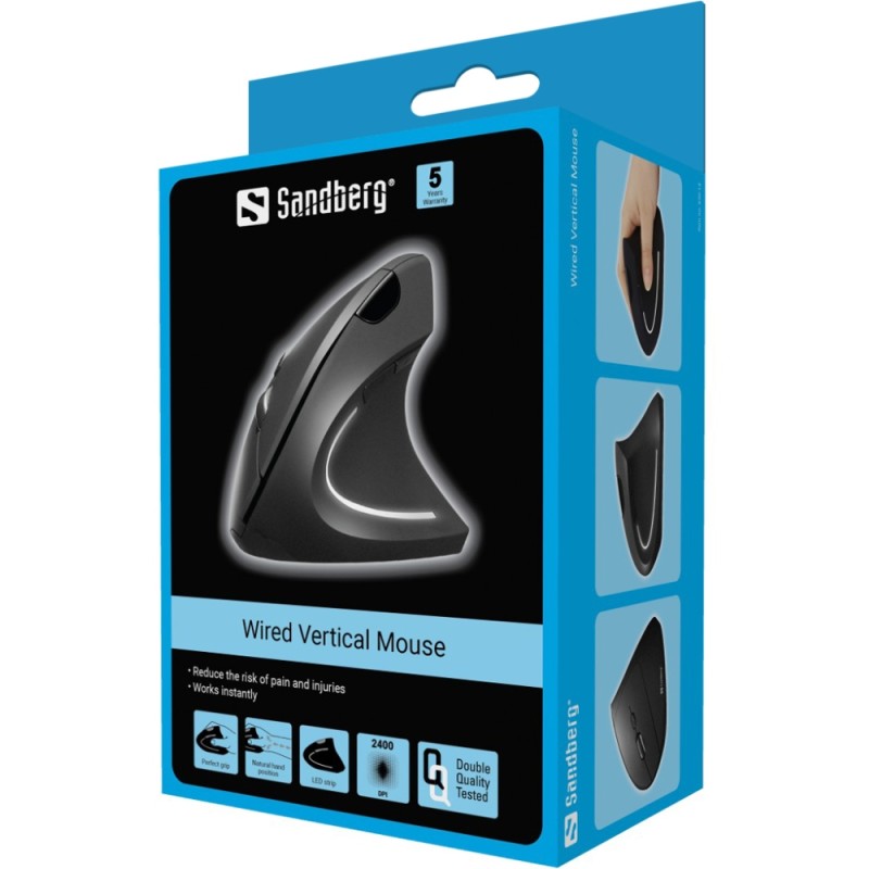 Вертикальна мишка (комп’ютерна миша) Sandberg Wired Vertical Mouse Pro чорна