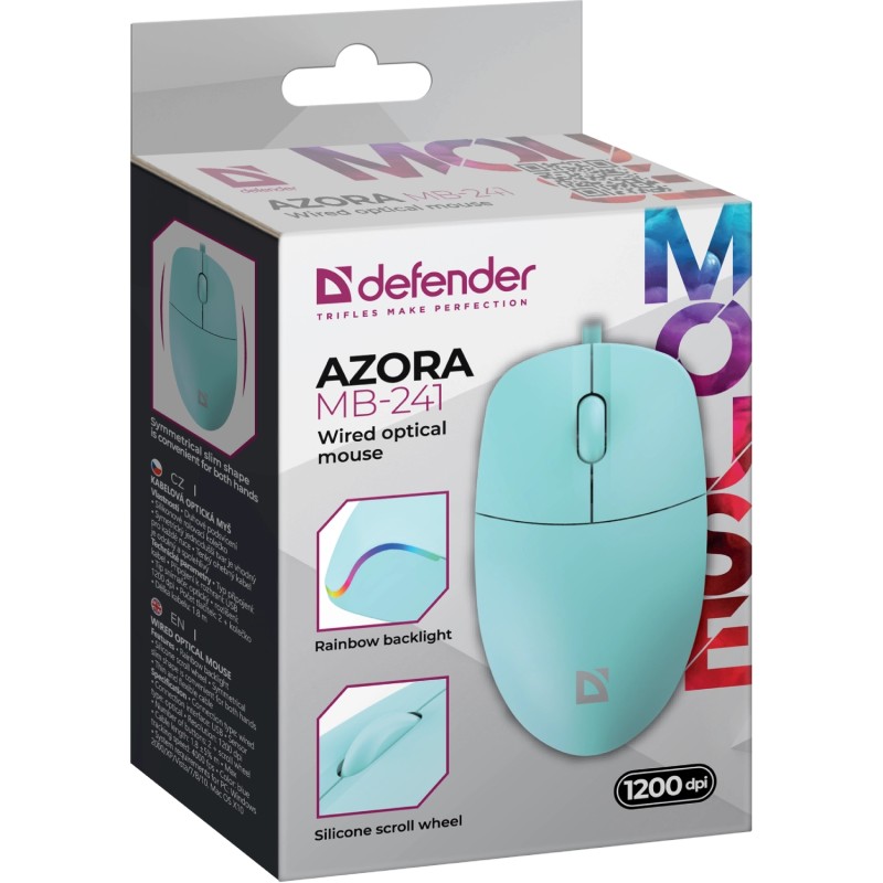 Мишка (комп’ютерна миша) Defender Azora MB-241 1200 dpi, блакитна Мишка (комп’ютерна миша) Defender Azora MB-241 1200 dpi, блакитна