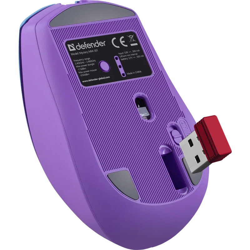 Бездротова мишка (компʼютерна миша) Defender Mystery MM-301 фіолетова, Bluetooth+2.4G
