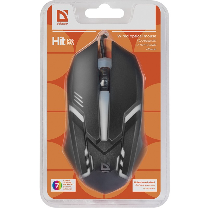 Игровая мышь (компьютерная мышь) Defender HIT MB-550 чёрная, 1200 dpi