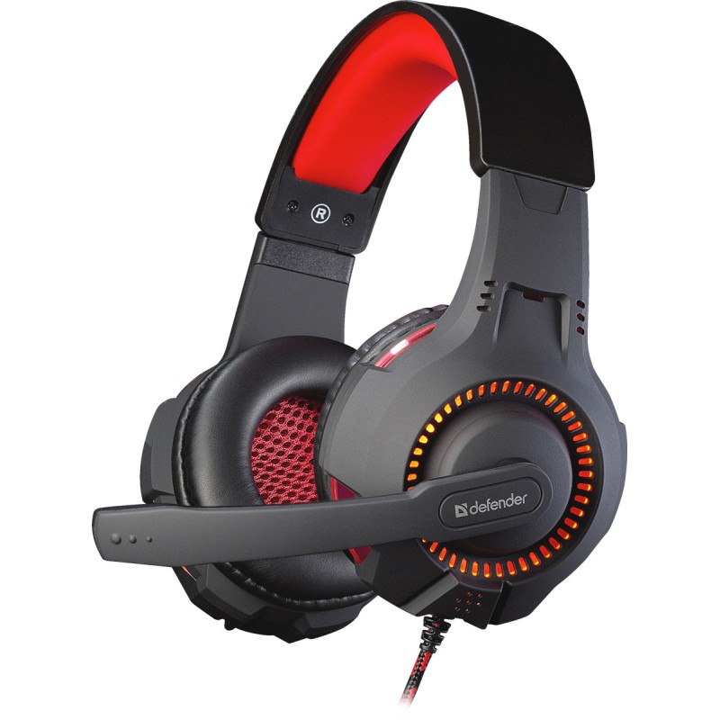 Игровая гарнитура (наушники с микрофоном) Defender Warhead G-450 USB, чёрно-красная