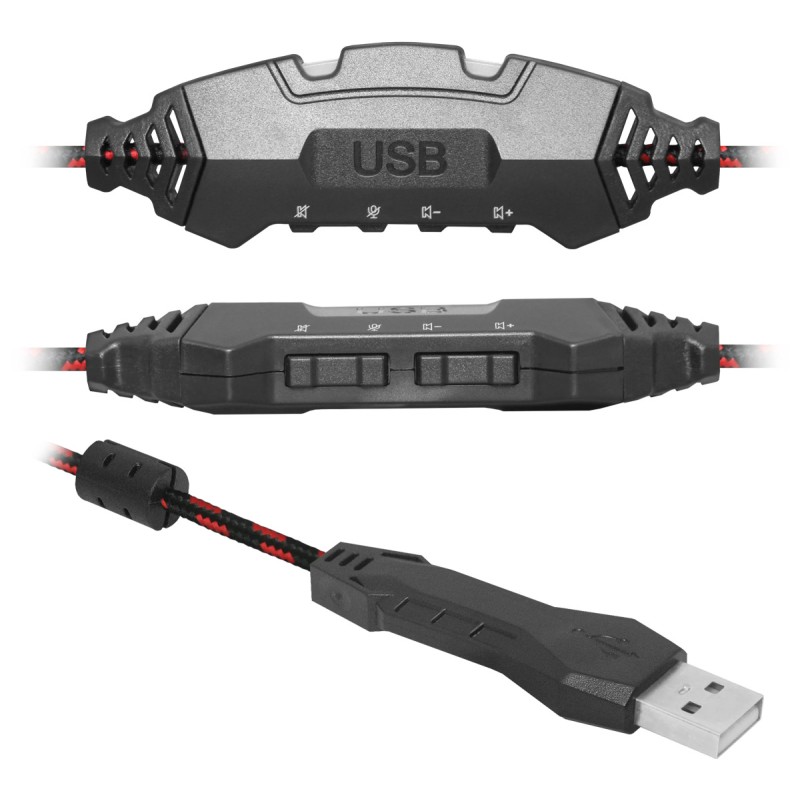 Игровая гарнитура (наушники с микрофоном) Defender Warhead G-450 USB, чёрно-красная