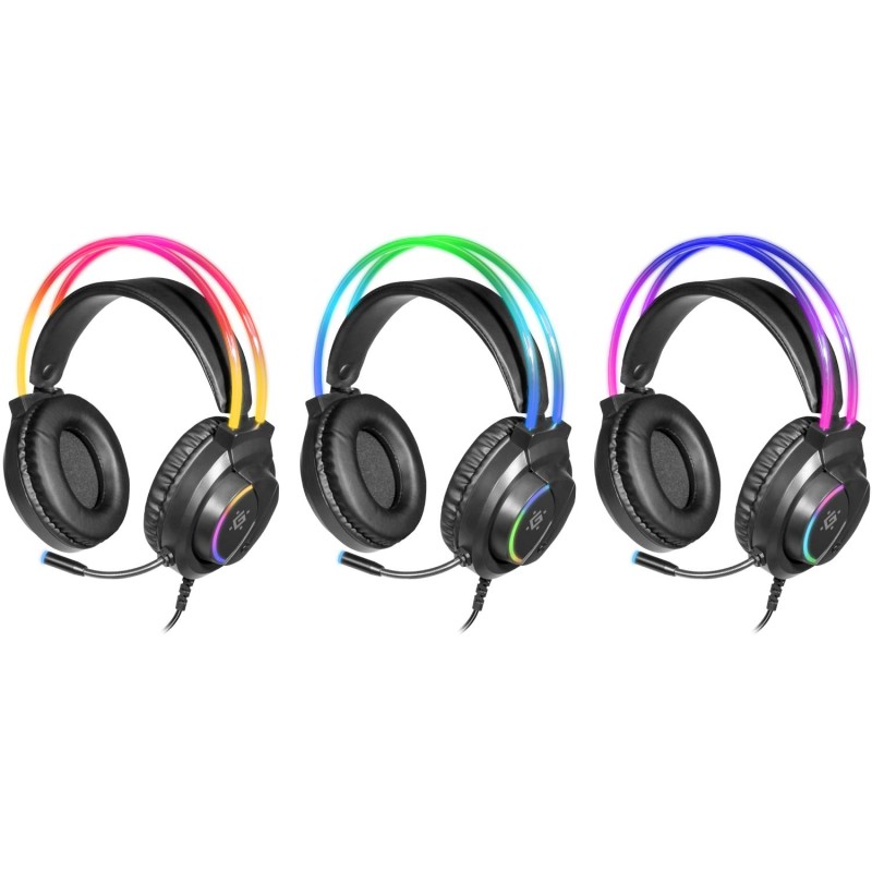 Игровая гарнитура (наушники с микрофоном) Defender Flame RGB, чёрная, кабель 2 м