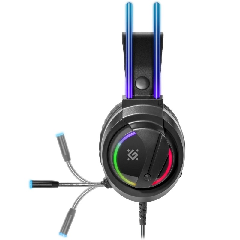 Игровая гарнитура (наушники с микрофоном) Defender Flame RGB, чёрная, кабель 2 м