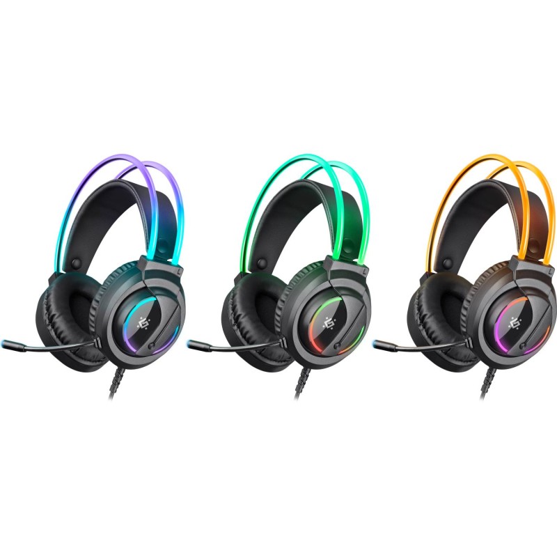Игровая гарнитура (наушники с микрофоном) Defender Flame RGB, чёрная, кабель 2 м