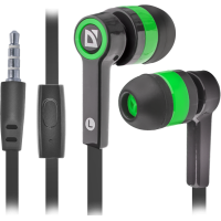 Гарнитура для смартфона (вакуумные наушники) Defender Pulse 420 чёрно-зелёная