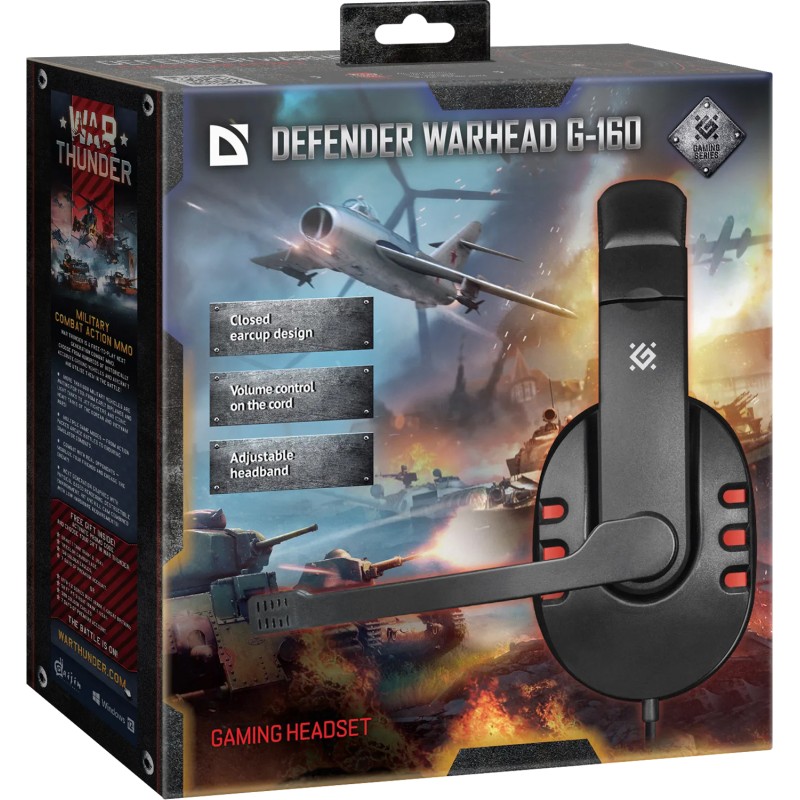 Игровая гарнитура (наушники с микрофоном) Defender Warhead G-160 чёрно-красная Игровая гарнитура (наушники с микрофоном) Defender Warhead G-160 чёрно-красная