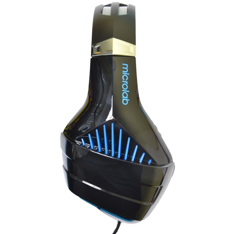 Игровая гарнитура (наушники с микрофоном) Microlab G6 3,5 мм + USB, чёрно-синяя