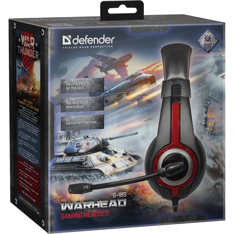Игровая гарнитура (наушники с микрофоном) Defender Warhead G-185 чёрно-красная