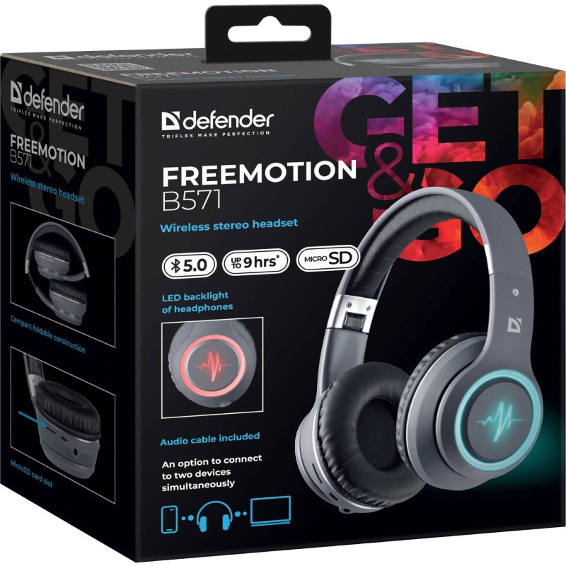 Гарнітура (навушники з мікрофоном) Defender FreeMotion B571 Bluetooth, сірі