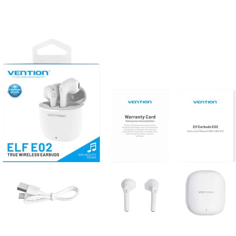 Навушники (бездротові навушники) Vention Elf Earbuds E02 білий