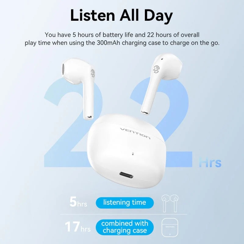 Навушники (бездротові навушники) Vention Elf Earbuds E02 білий
