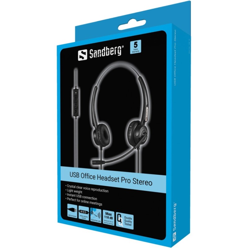 Гарнітура (навушники з мікрофоном) Sandberg Office Headset Pro USB, чорна Гарнітура (навушники з мікрофоном) Sandberg Office Headset Pro USB, чорна