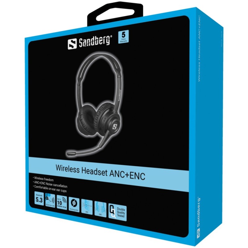 Гарнітура Sandberg Wireless Headset ANC+ENC, Bluetooth, Black Гарнітура Sandberg Wireless Headset ANC+ENC, Bluetooth, Black