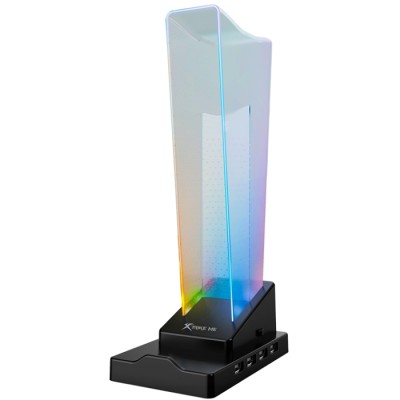 Подставка для гарнитуры (держатель наушников) XTRIKE ME HT-09 RGB, 4 USB 2.0, чёрная