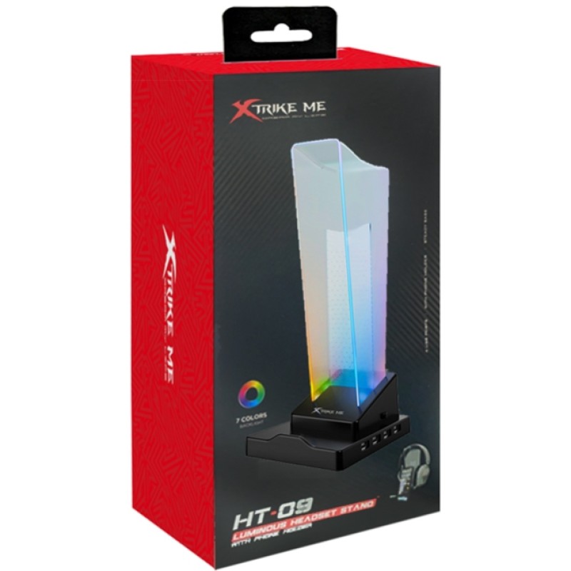 Підставка для гарнітури (тримач навушників) XTRIKE ME HT-09 RGB, 4 USB 2.0, чорна