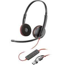 Гарнітура (навушники з мікрофоном) Poly BlackWire C3220 M USB-C + адаптер USB-C/A