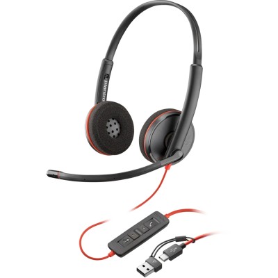Гарнітура (навушники з мікрофоном) Poly BlackWire C3220 M USB-C + адаптер USB-C/A