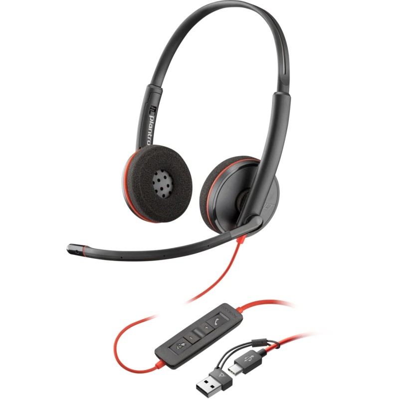 Гарнітура (навушники з мікрофоном) Poly BlackWire C3220 M USB-C + адаптер USB-C/A