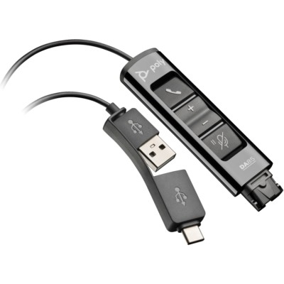 Адаптер для гарнітур (перехідник) Poly DA85 USB-A/C → QD чорний