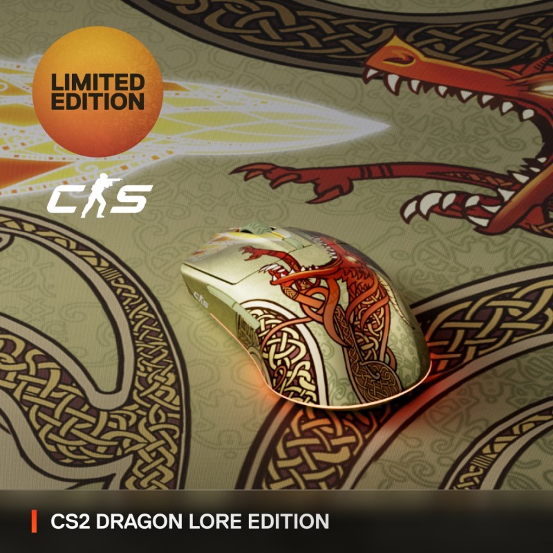 Игровая мышь (геймерская мышь) SteelSeries CS2 Dragon Lore Edition Wireless RGB с узором